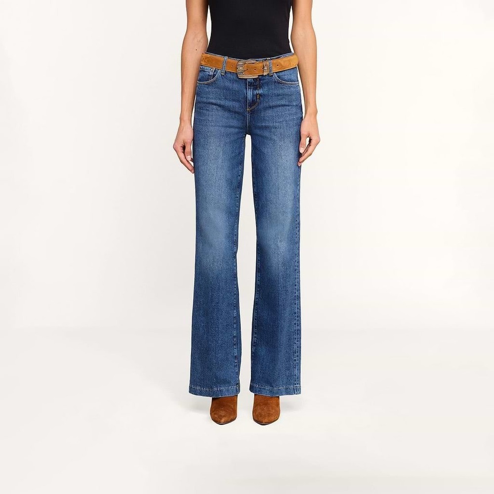 L'AGENCE Clayton High Rise Wide Leg Jeans Conway Dark Wash 25 Made in USA